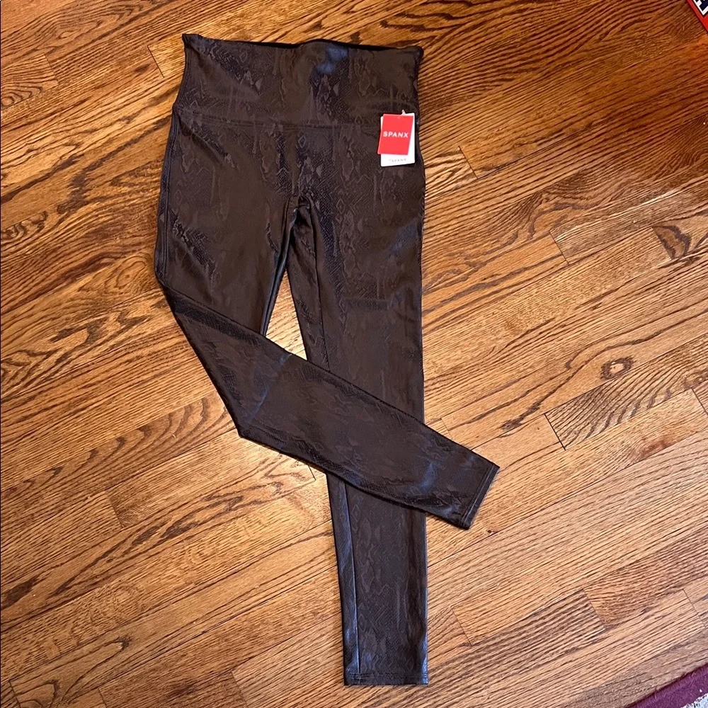 SPANX Brown Snake Print Leggings, NWT, L - Picture 5 of 6